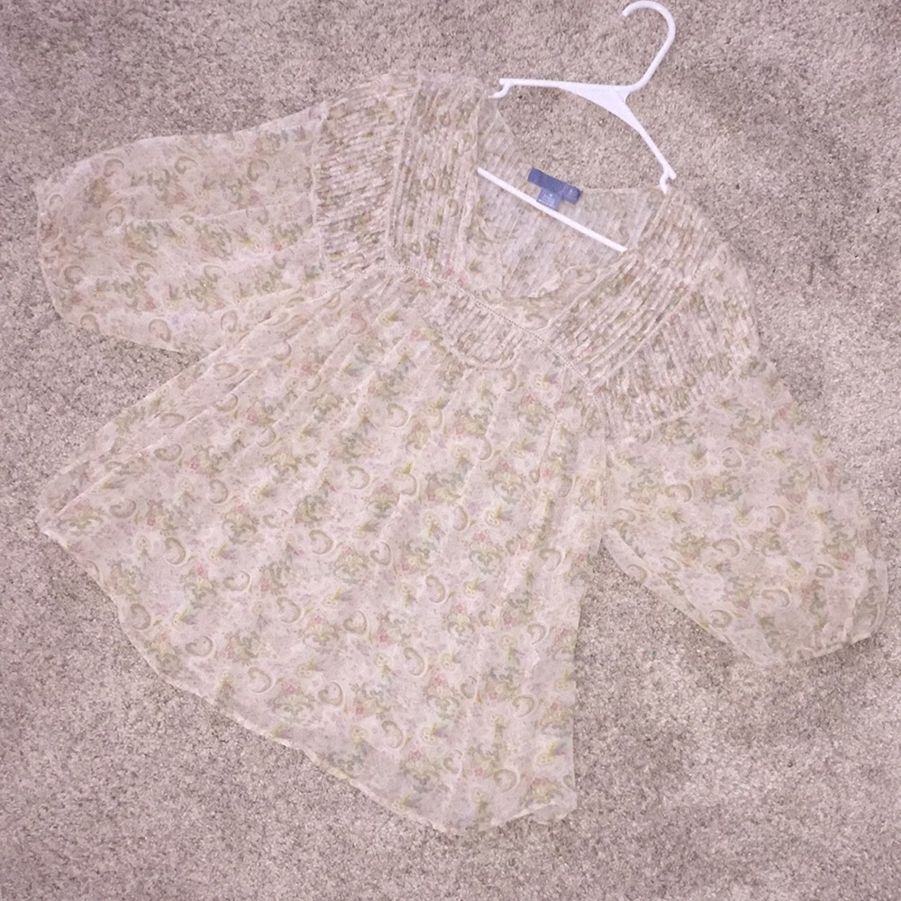 Anthropology shirt shear floral bandanna pattern